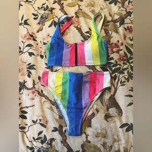 Forever 21 Exclusive Sport Stripped bathing suit
